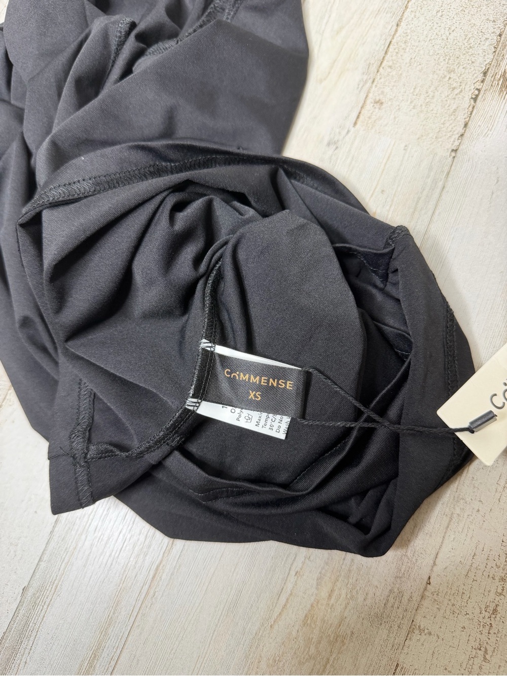 Commense Black Drape-Front Ruched Cap-Sleeve Top - Picture 3 of 5